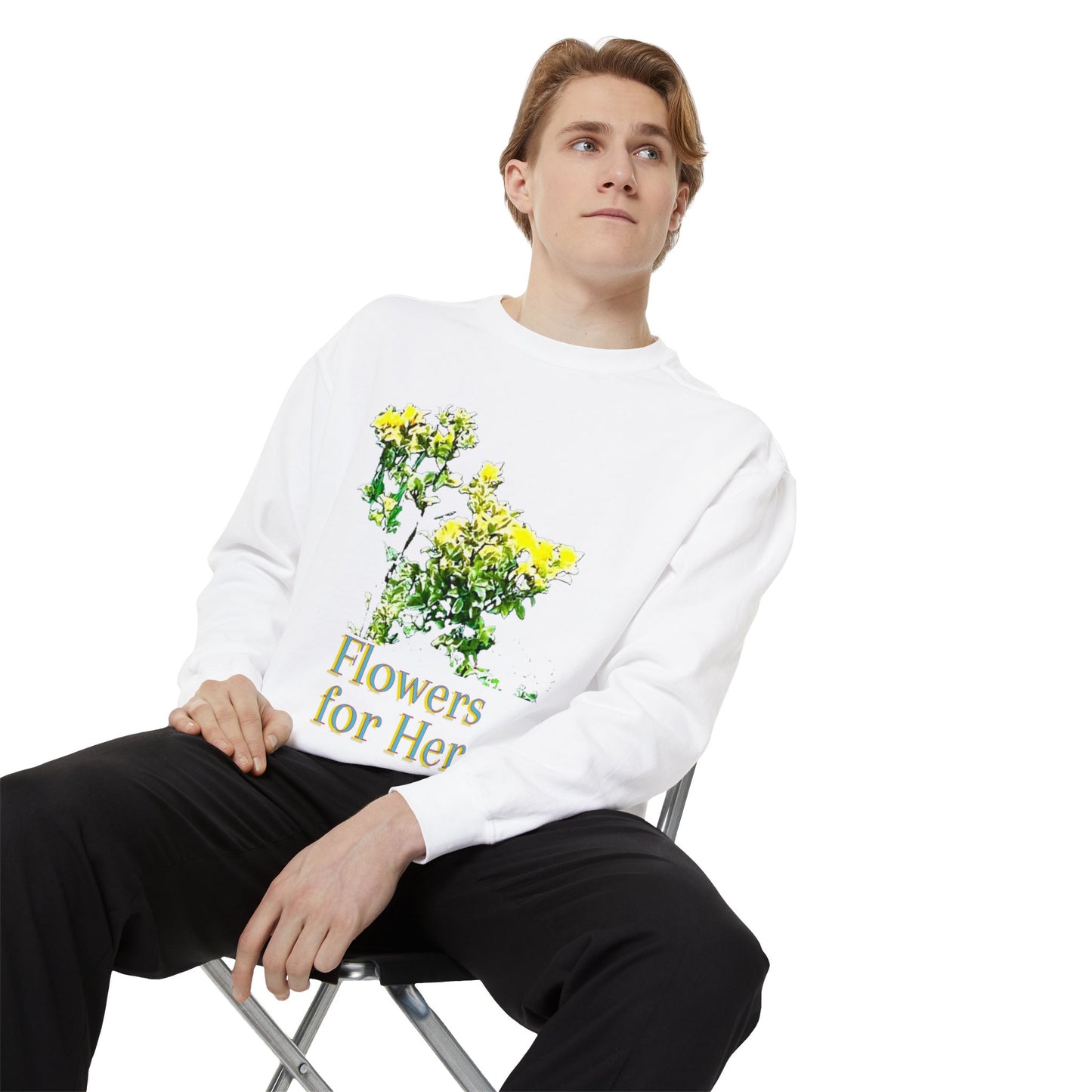 "Flowers for Her" graphic sweatshirt