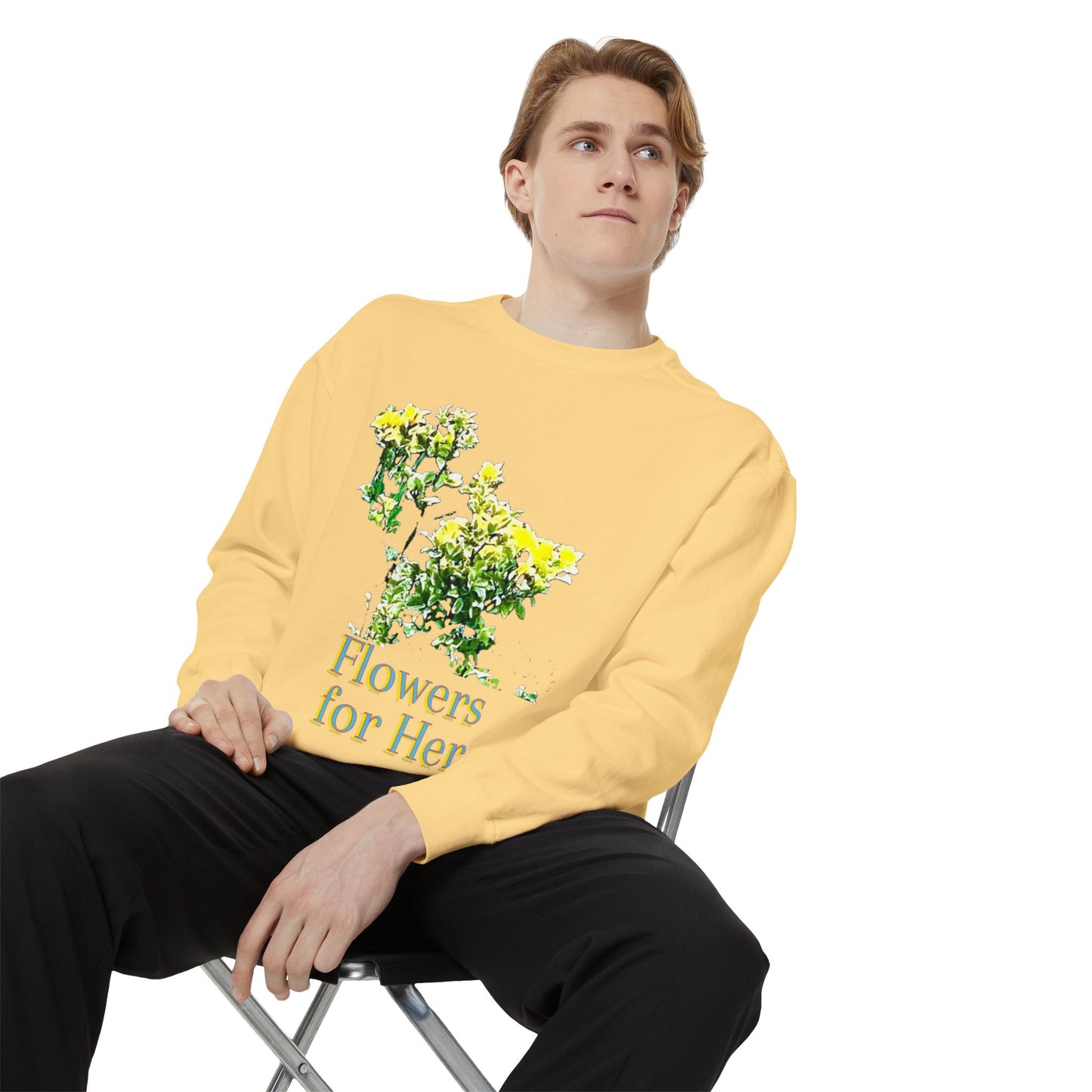 "Flowers for Her" graphic sweatshirt